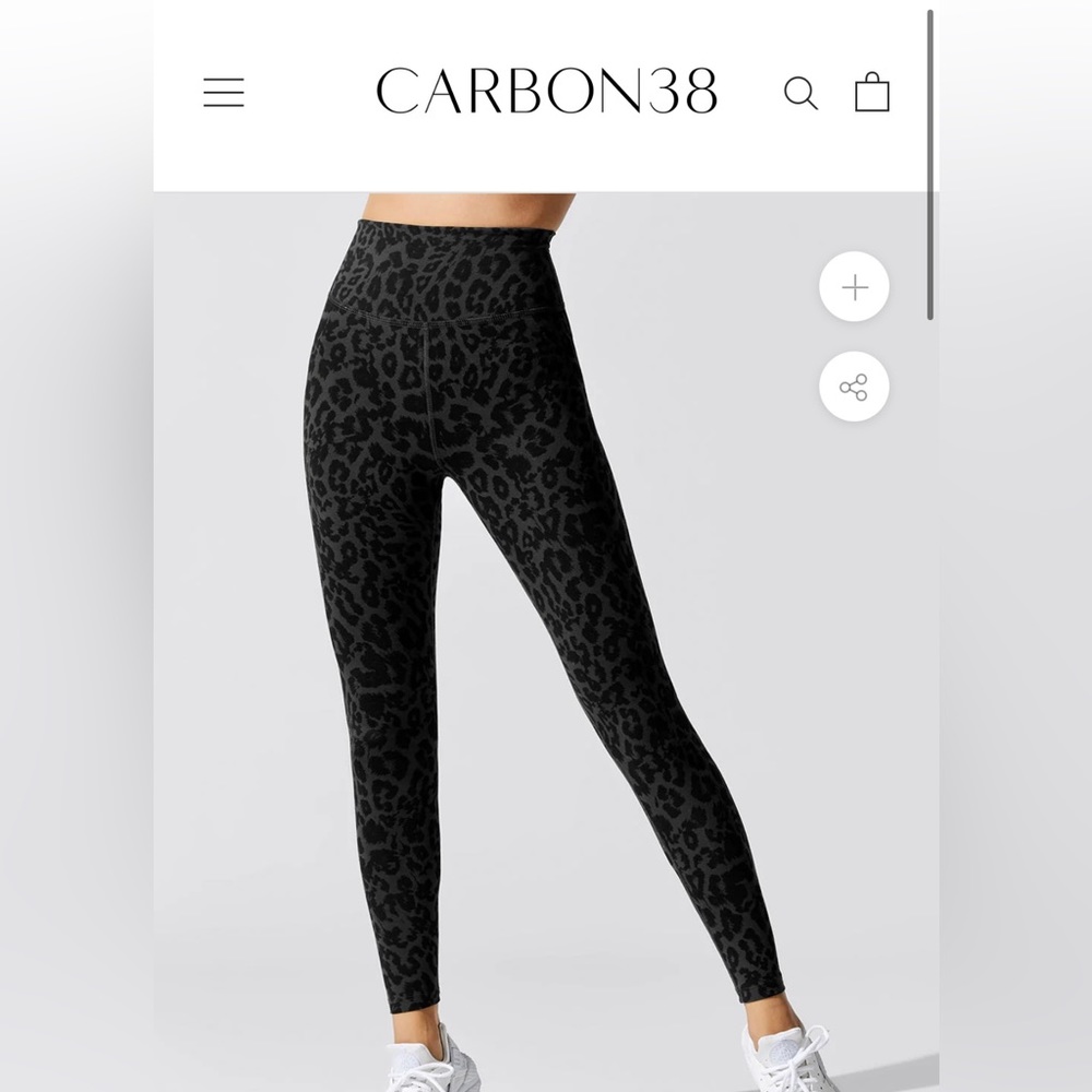 Carbon 38 Black Leopard Leggings , Size Small